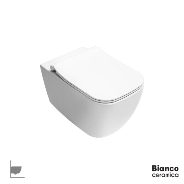 Λεκάνη Κρεμαστή MIZO/51,5 Rimless με κάλυμμα Slim Soft Close MS36SC, Bianco Ceramica White Matt