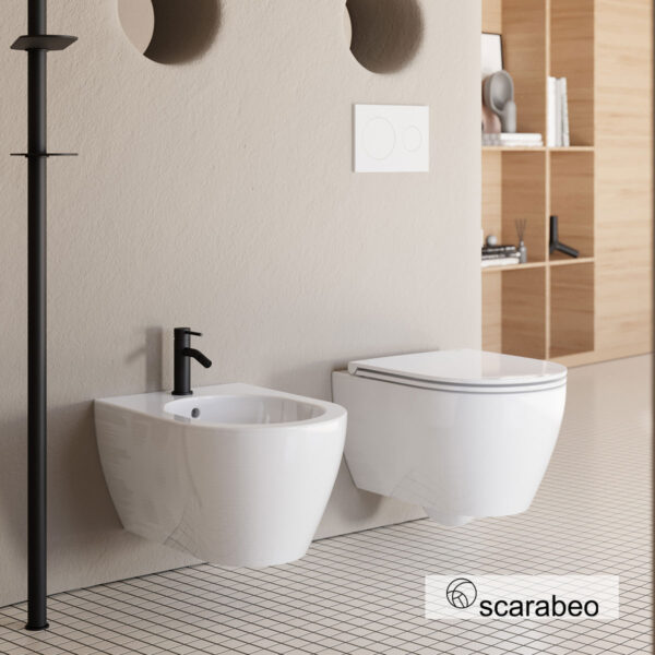 Λεκάνη Κρεμαστή MOON/50,5 Clean-Flush με κάλυμμα Slim Soft Close, Scarabeo White