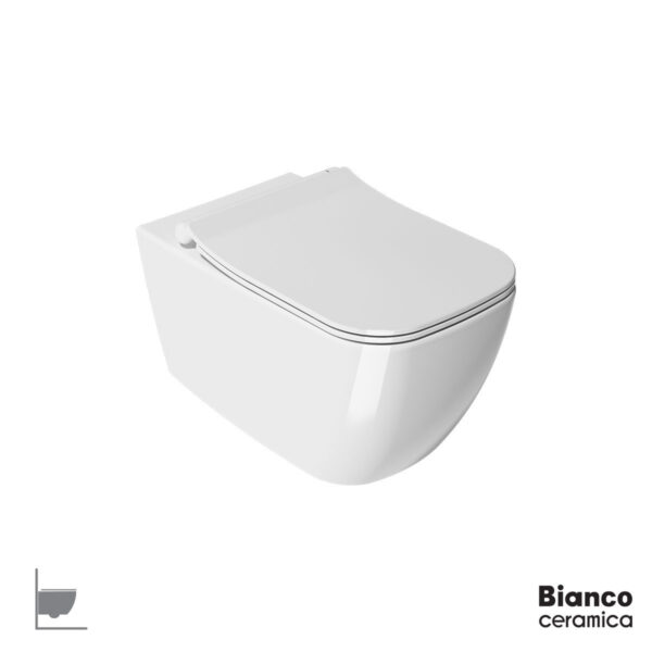 Λεκάνη Κρεμαστή MIZO/51,5 Rimless με κάλυμμα Slim Soft Close MS36SC, Bianco Ceramica White