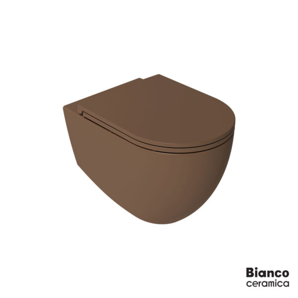 Λεκάνη Κρεμαστή LENTA/53 Rimless με κάλυμμα Soft Close MS38C, Bianco Ceramica Taupe Matt